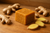 Ginger fudge on a kitchen bench with ginger