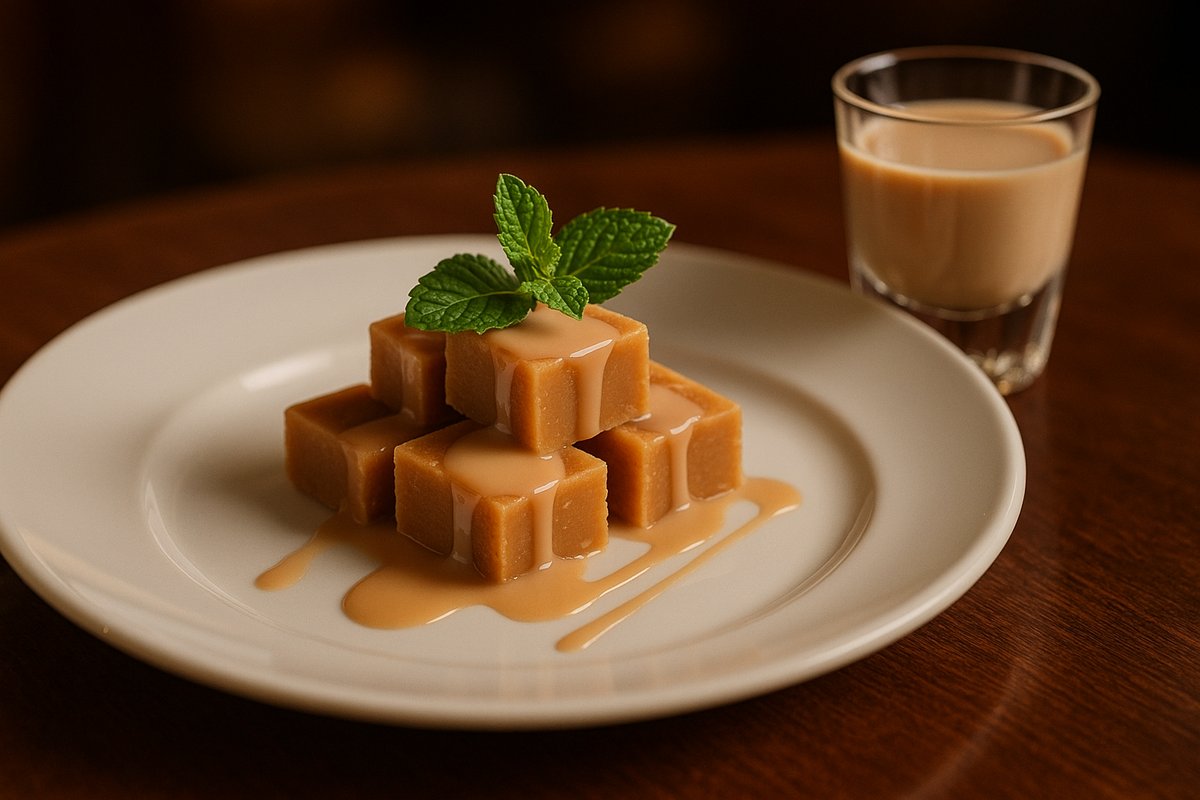 make the fudge a light brown colour and include a shot glass of baileys